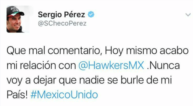 Checo Pérez Tweet